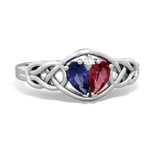 lab sapphire-lab ruby celtic knot ring