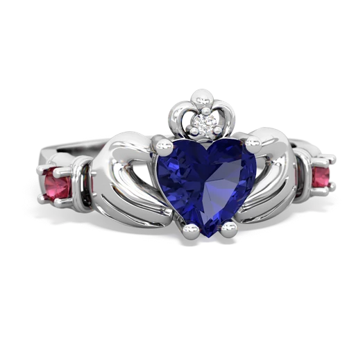 lab sapphire-lab ruby claddagh ring