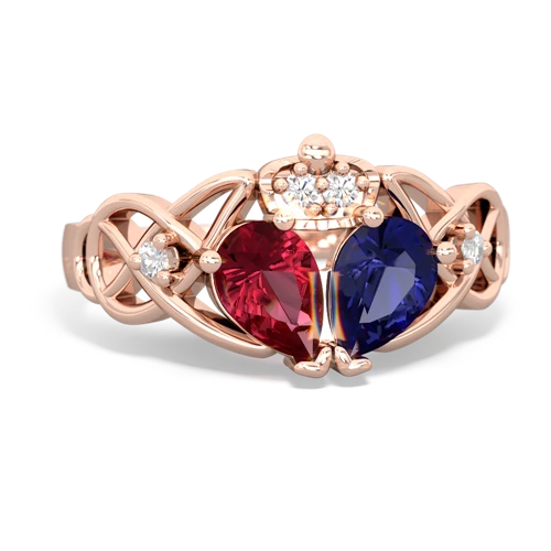 lab sapphire-lab ruby claddagh ring