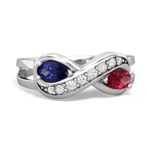 lab sapphire-lab ruby diamond infinity ring
