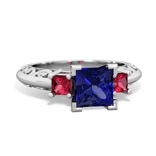 Lab Sapphire Lab Created Sapphire with Lab Created Ruby and Genuine White Topaz Art Deco ring Ring