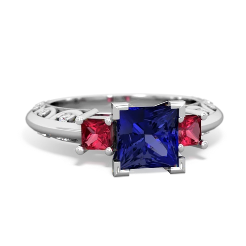 lab sapphire-lab ruby engagement ring