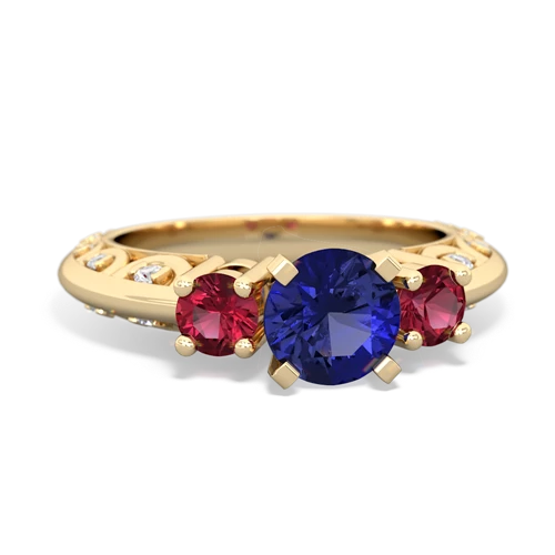 lab sapphire-lab ruby engagement ring