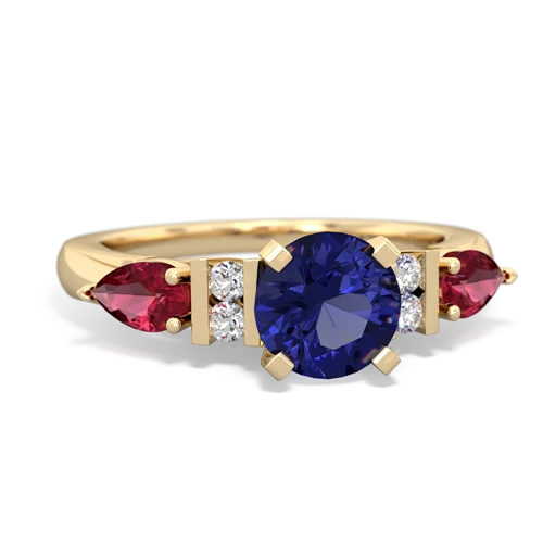 Lab Sapphire Lab Created Sapphire with Lab Created Ruby and Genuine White Topaz Engagement ring Ring