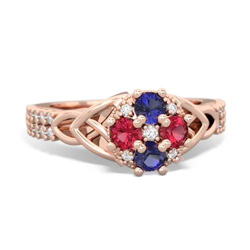 lab sapphire-lab ruby engagement ring