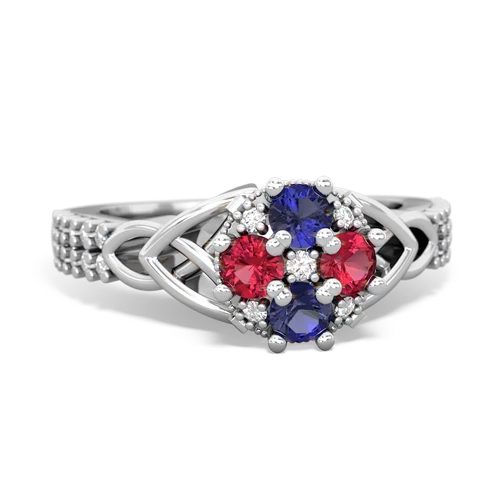 lab sapphire-lab ruby engagement ring