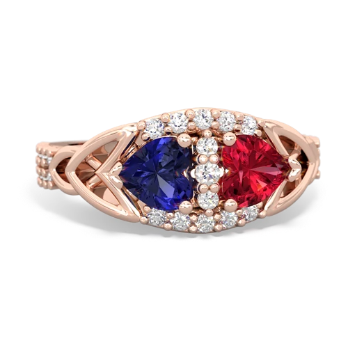 lab sapphire-lab ruby keepsake engagement ring