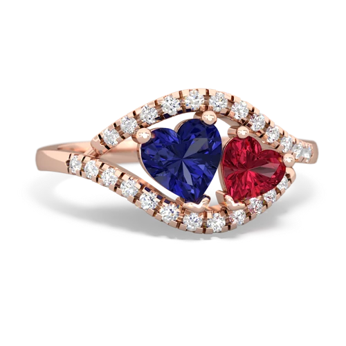 lab sapphire-lab ruby mother child ring