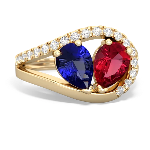 lab sapphire-lab ruby pave heart ring