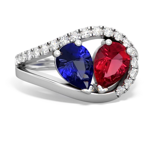 lab sapphire-lab ruby pave heart ring