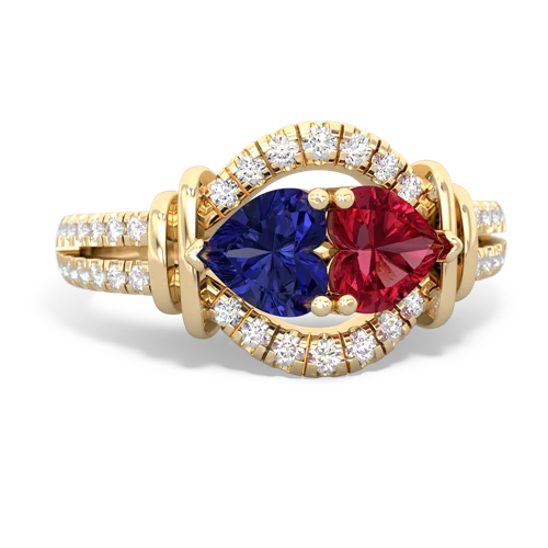 lab sapphire-lab ruby pave keepsake ring