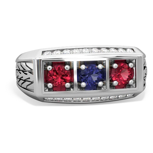 lab sapphire-lab ruby three stone ring