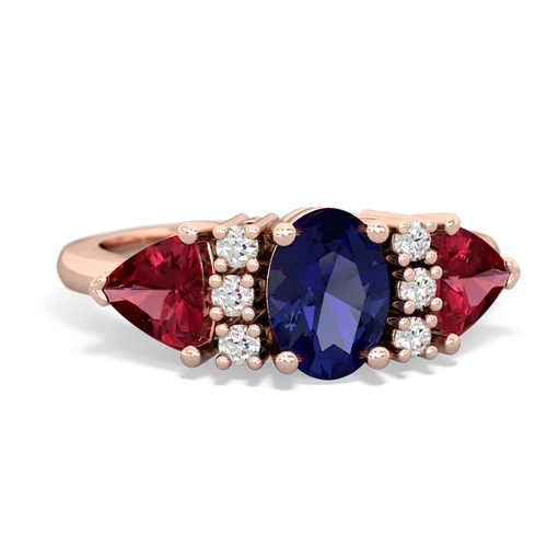 Lab Sapphire Lab Created Sapphire with Lab Created Ruby and Genuine White Topaz Antique Style Three Stone ring Ring