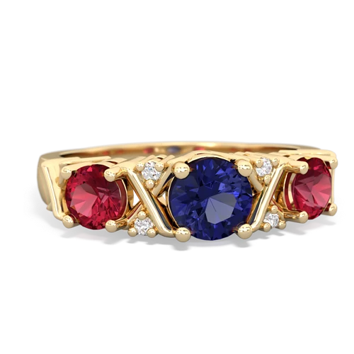 Lab Sapphire Lab Created Sapphire with Lab Created Ruby and Lab Created Emerald Hugs and Kisses ring Ring