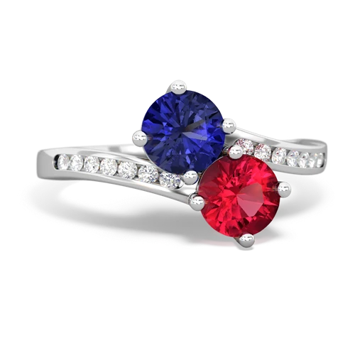 lab sapphire-lab ruby two stone channel ring