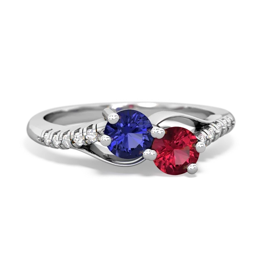 lab sapphire-lab ruby two stone infinity ring