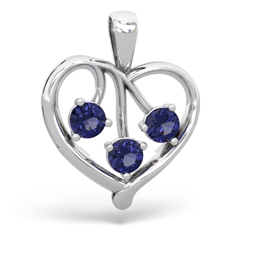 lab sapphire-lab sapphire love heart pendant