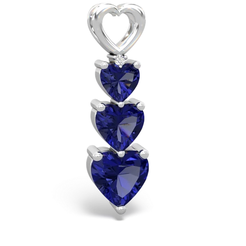 lab sapphire-aquamarine three stone pendant