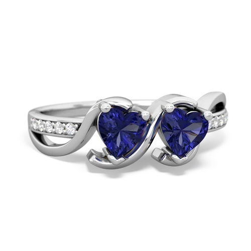 lab sapphire-lab sapphire double heart ring