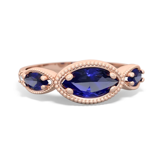 sapphire-tanzanite milgrain marquise ring