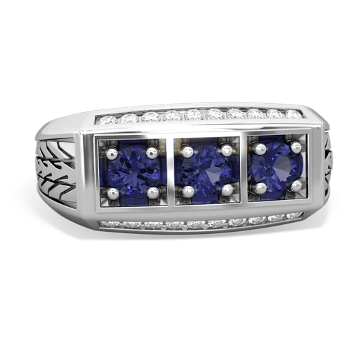 jade-sapphire three stone ring