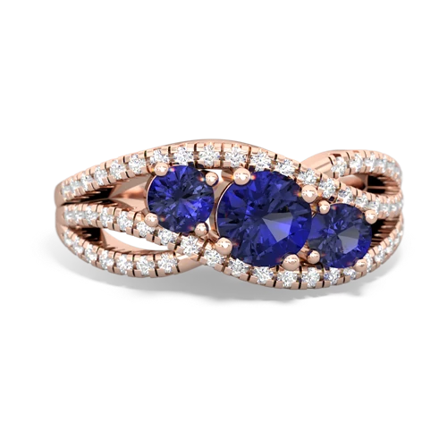 fire opal-sapphire three stone pave ring