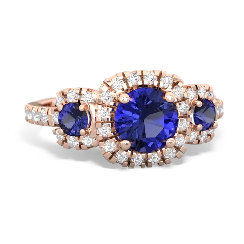 sapphire-emerald three stone regal ring