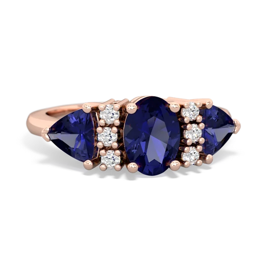 Lab Sapphire Lab Created Sapphire with Lab Created Sapphire and Genuine Ruby Antique Style Three Stone ring Ring