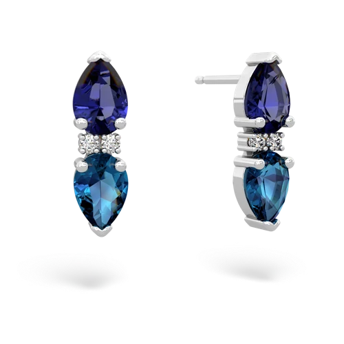 lab sapphire-london topaz bowtie earrings