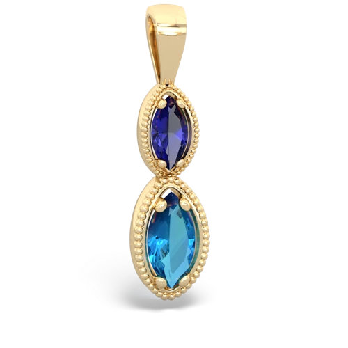 Lab Sapphire Lab Created Sapphire with Genuine London Blue Topaz Antique-style Halo pendant Pendant