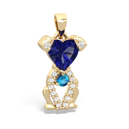 Lab Sapphire Lab Created Sapphire with Genuine London Blue Topaz Puppy Love pendant Pendant