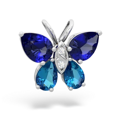 lab sapphire-london topaz butterfly pendant