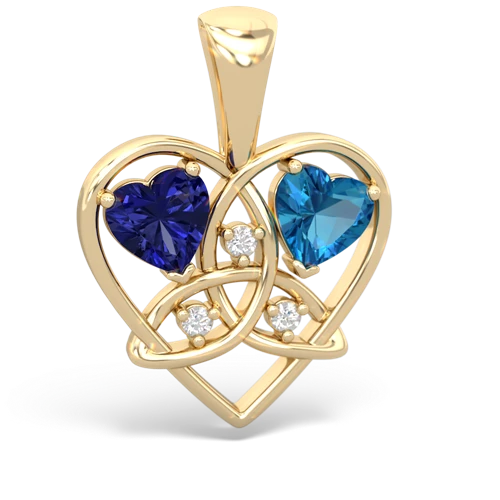 Lab Sapphire Lab Created Sapphire with Genuine London Blue Topaz Celtic Trinity Heart pendant Pendant