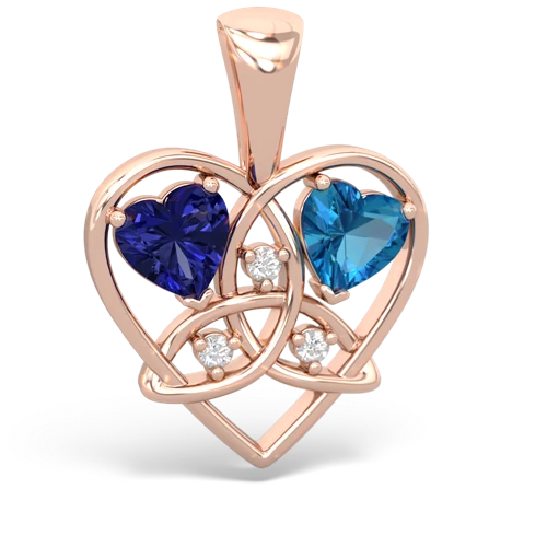lab sapphire-london topaz celtic heart pendant