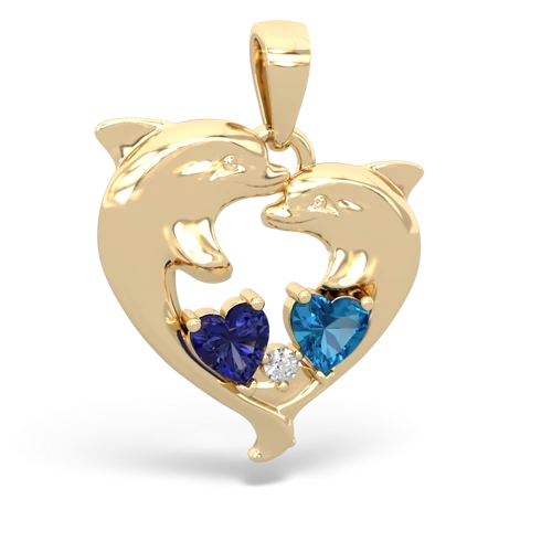 Lab Sapphire Lab Created Sapphire with Genuine London Blue Topaz Dolphin Heart pendant Pendant