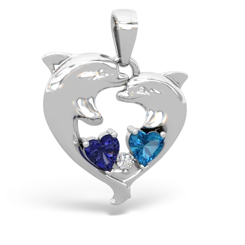 lab sapphire-london topaz dolphins pendant