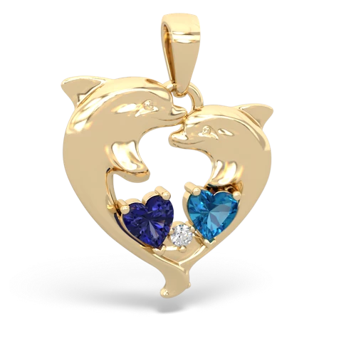 lab sapphire-london topaz dolphins pendant