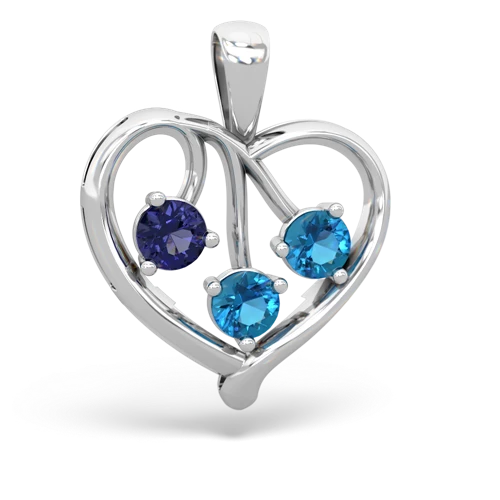 Lab Sapphire Lab Created Sapphire with Genuine London Blue Topaz and Genuine Sapphire Glowing Heart pendant Pendant