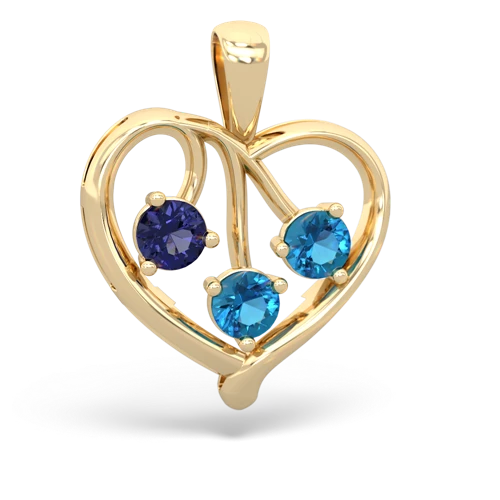 lab sapphire-london topaz love heart pendant