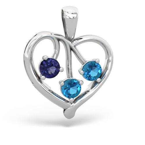 lab sapphire-london topaz love heart pendant