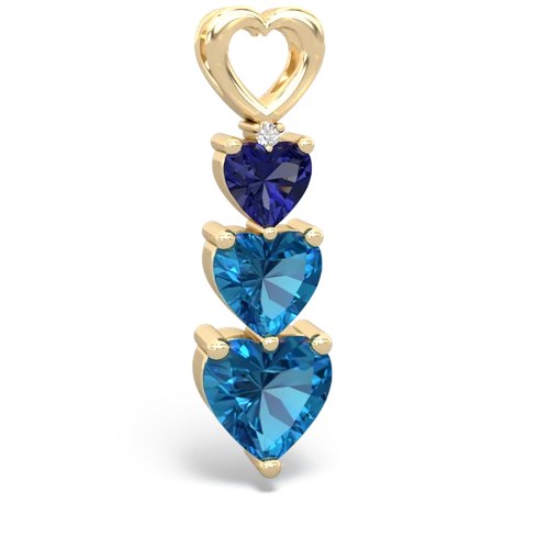 Lab Sapphire Lab Created Sapphire with Genuine London Blue Topaz and Genuine Smoky Quartz Past Present Future pendant Pendant