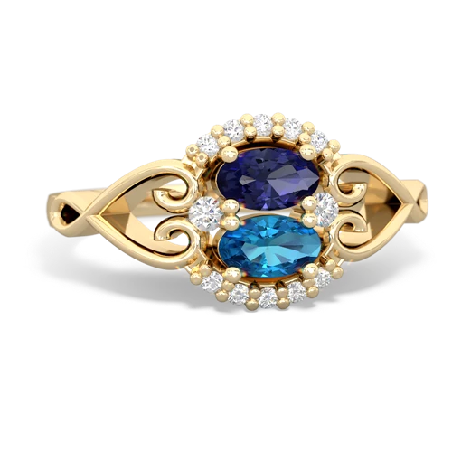 Lab Sapphire Lab Created Sapphire with Genuine London Blue Topaz Love Nest ring Ring