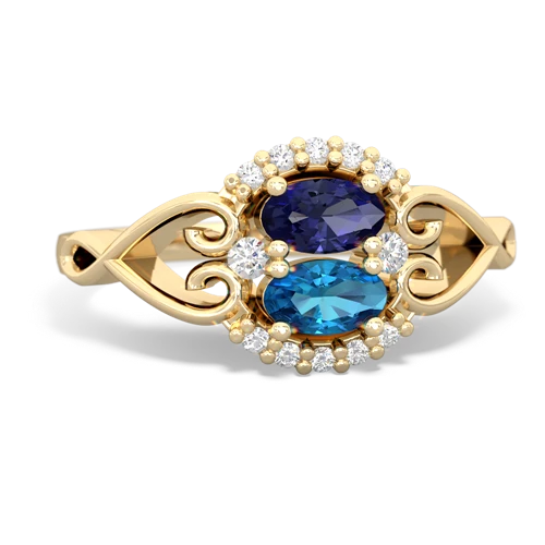 lab sapphire-london topaz antique keepsake ring