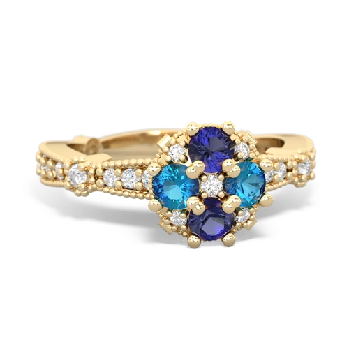 lab sapphire-london topaz art deco engagement ring