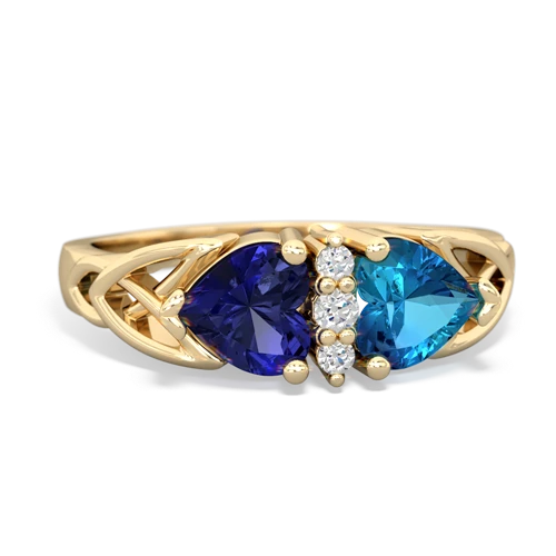 Lab Sapphire Lab Created Sapphire with Genuine London Blue Topaz Celtic Trinity Knot ring Ring