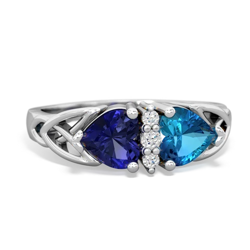 lab sapphire-london topaz celtic ring