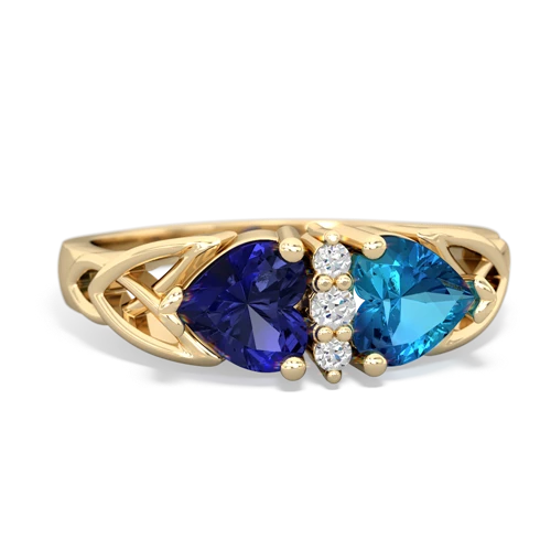 lab sapphire-london topaz celtic ring