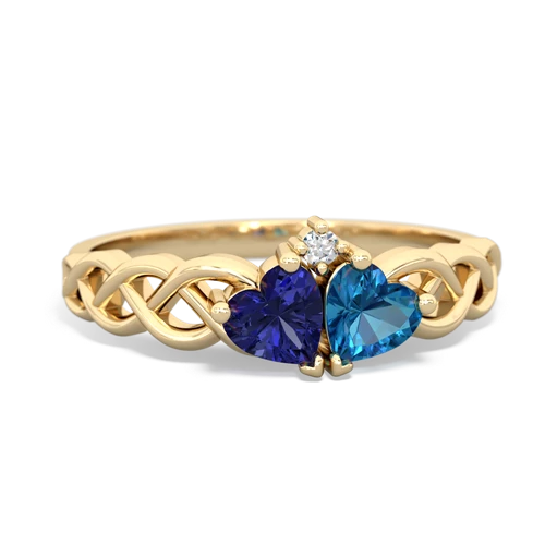 Lab Sapphire Lab Created Sapphire with Genuine London Blue Topaz Heart to Heart Braid ring Ring