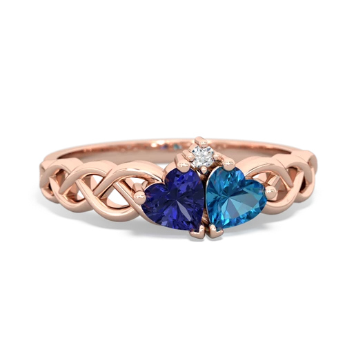 lab sapphire-london topaz celtic braid ring