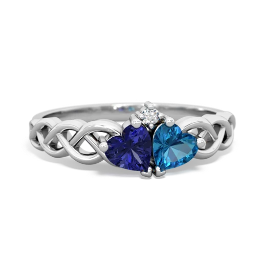 lab sapphire-london topaz celtic braid ring